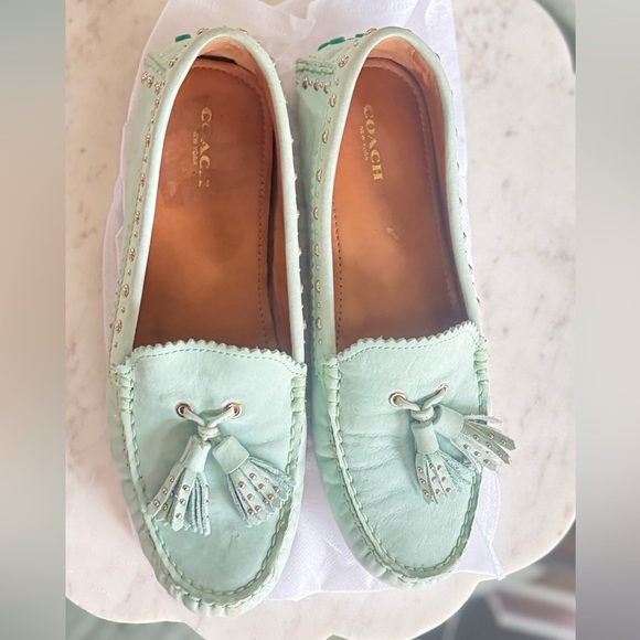 Coach Nadia Ligth Blue Leather Loafers - Picture 1 of 8